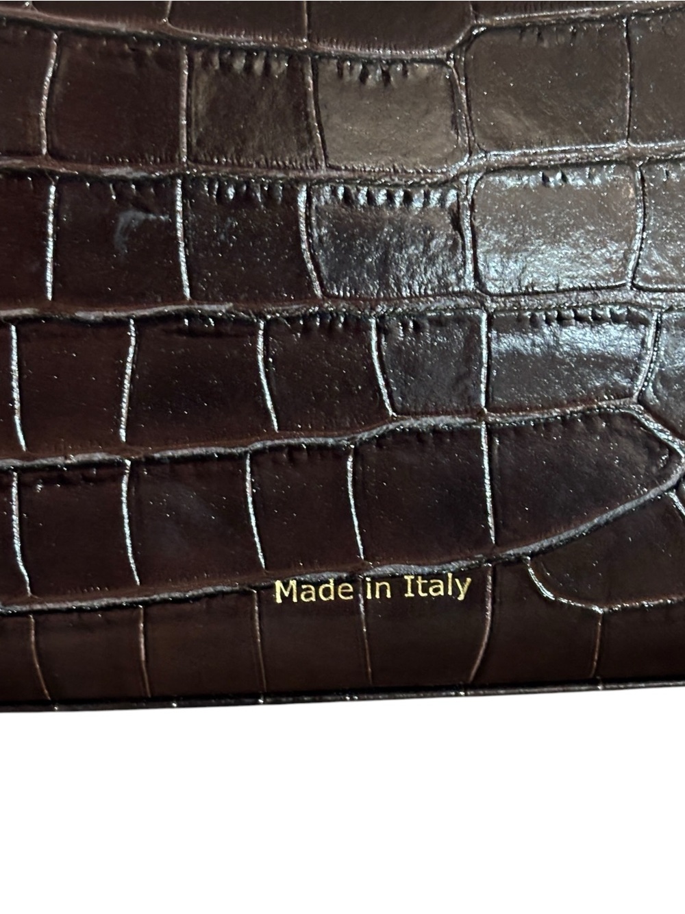 Pratesi Castalia Lady Bag chocolate croc-embossed Italian leather handbag NWOT - Picture 10 of 13